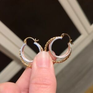 Tri Color Hoop Earrings